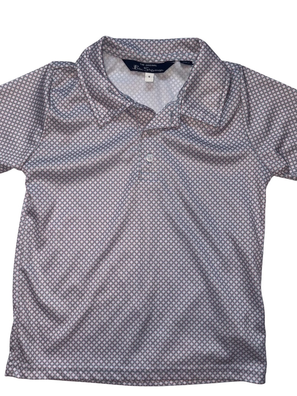 Ben Sherman Gray and White Kids Boys Geometric Polo